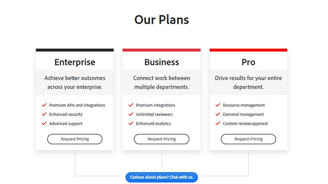 Workfront offers three pricing plans.